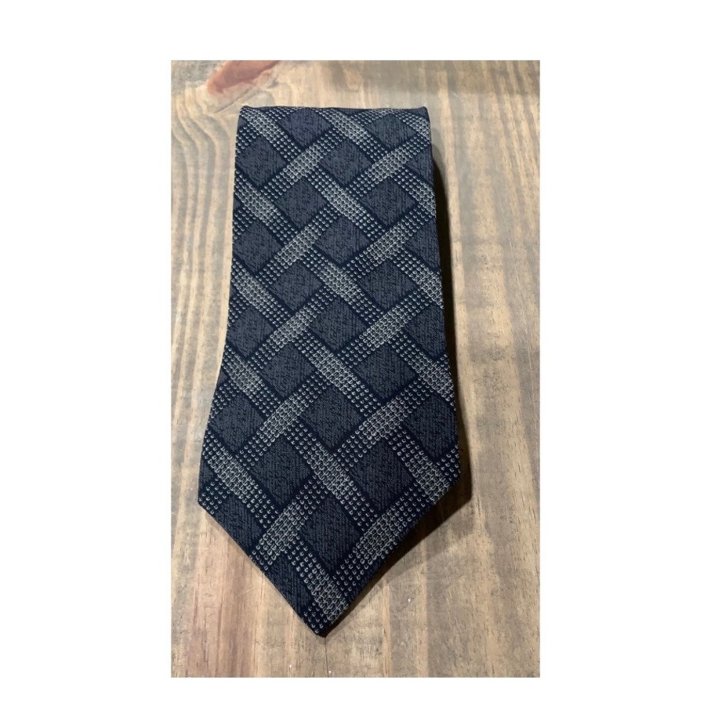 Donna Karan New York Mens Silk Tie Grey Luxe Woven Vintage Retro Preppy